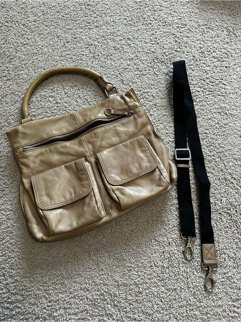 Danier Leather Shoulder Bag in Tan with Removable Strap